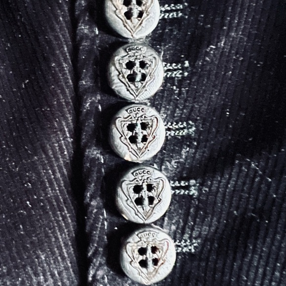 GUCCI Man’s black corduroy jacket w/ brown leather textured collar and elbows - Picture 10 of 17